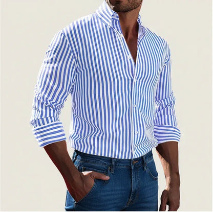Bastiano | Men’s Vertical Stripe Button-Up Shirt