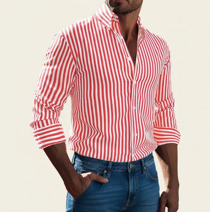 Bastiano | Men’s Vertical Stripe Button-Up Shirt