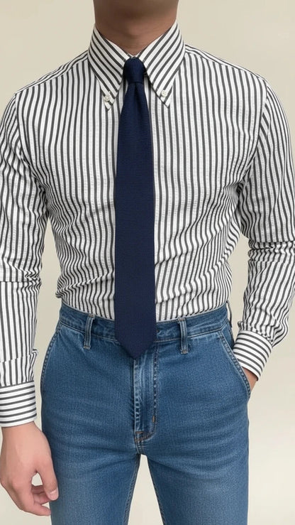 Anthony | Men’s Striped Casual Shirt with Button Placket