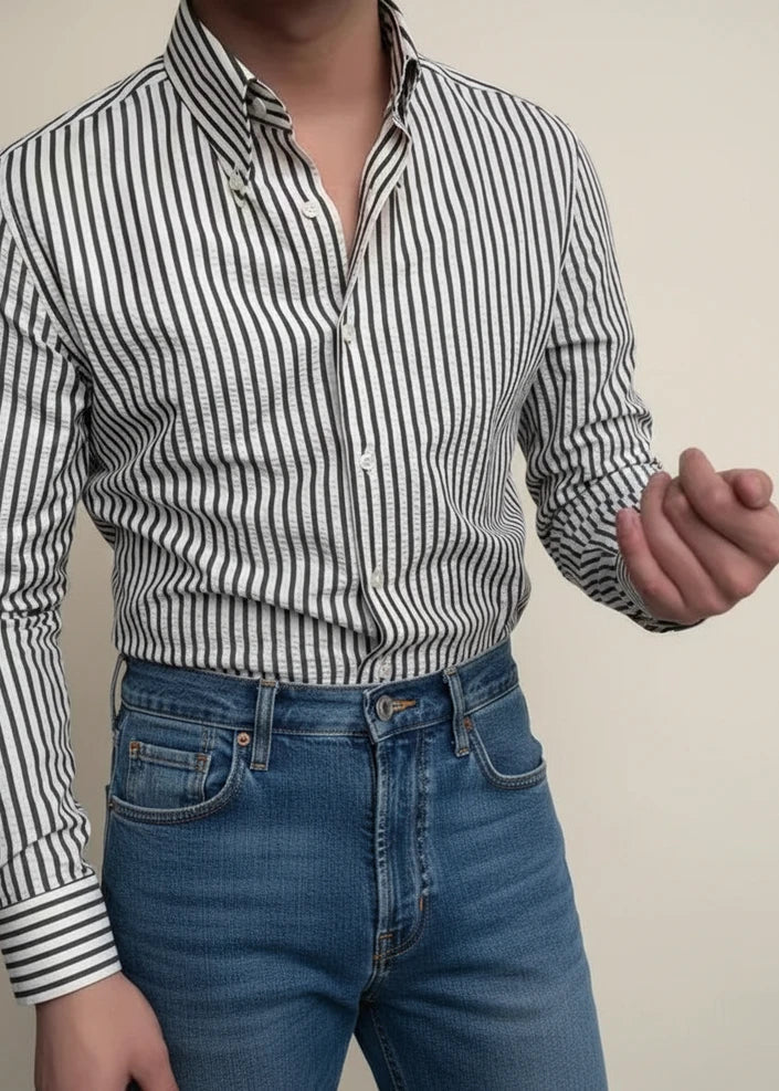 Anthony | Men’s Striped Casual Shirt with Button Placket