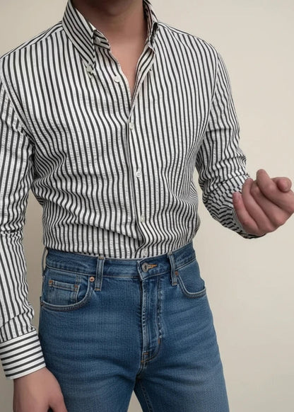 Anthony | Men’s Striped Casual Shirt with Button Placket