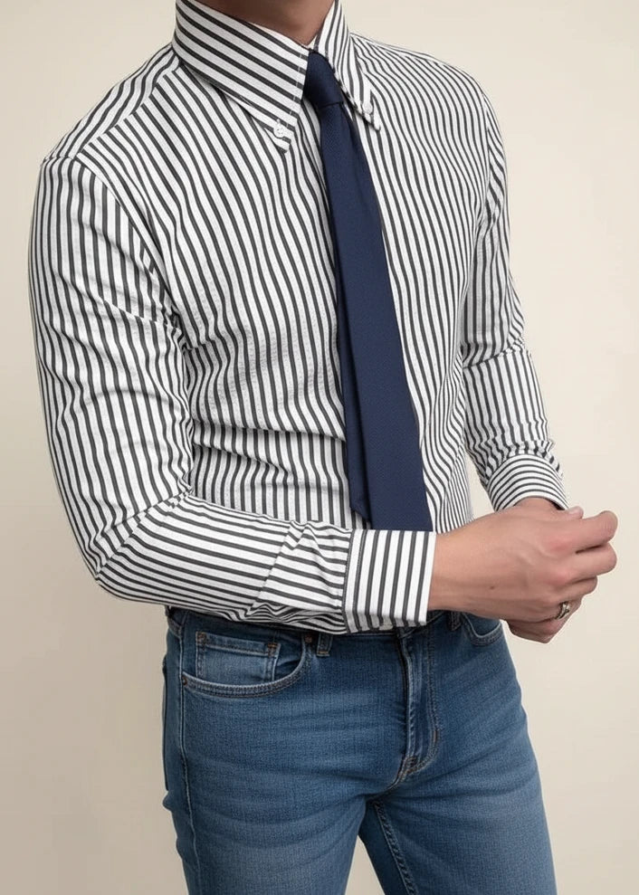 Anthony | Men’s Striped Casual Shirt with Button Placket