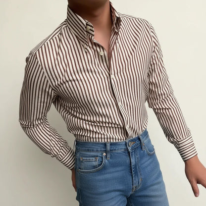 Anthony | Men’s Striped Casual Shirt with Button Placket