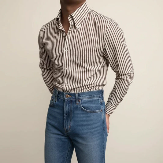 Anthony | Men’s Striped Casual Shirt with Button Placket