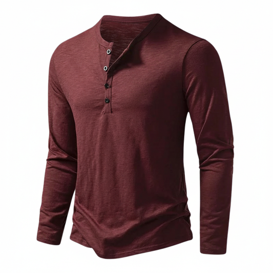 Benjamin | Relaxed Buttoned Henley Long-Sleeve Top