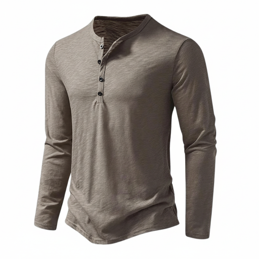 Benjamin | Relaxed Buttoned Henley Long-Sleeve Top