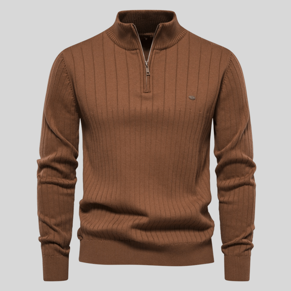 Christoph | Herren Frühlings Half-Zip Rippstrick Pullover