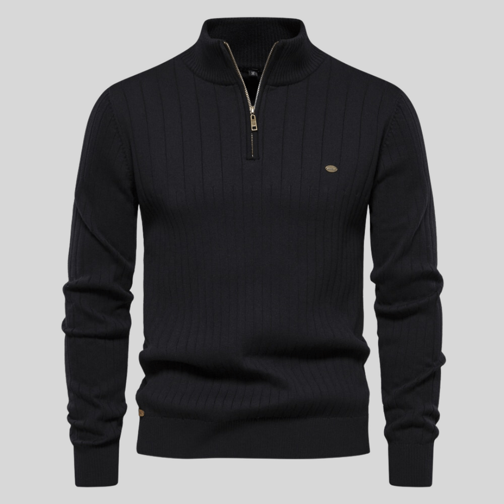 Christoph | Herren Frühlings Half-Zip Rippstrick Pullover