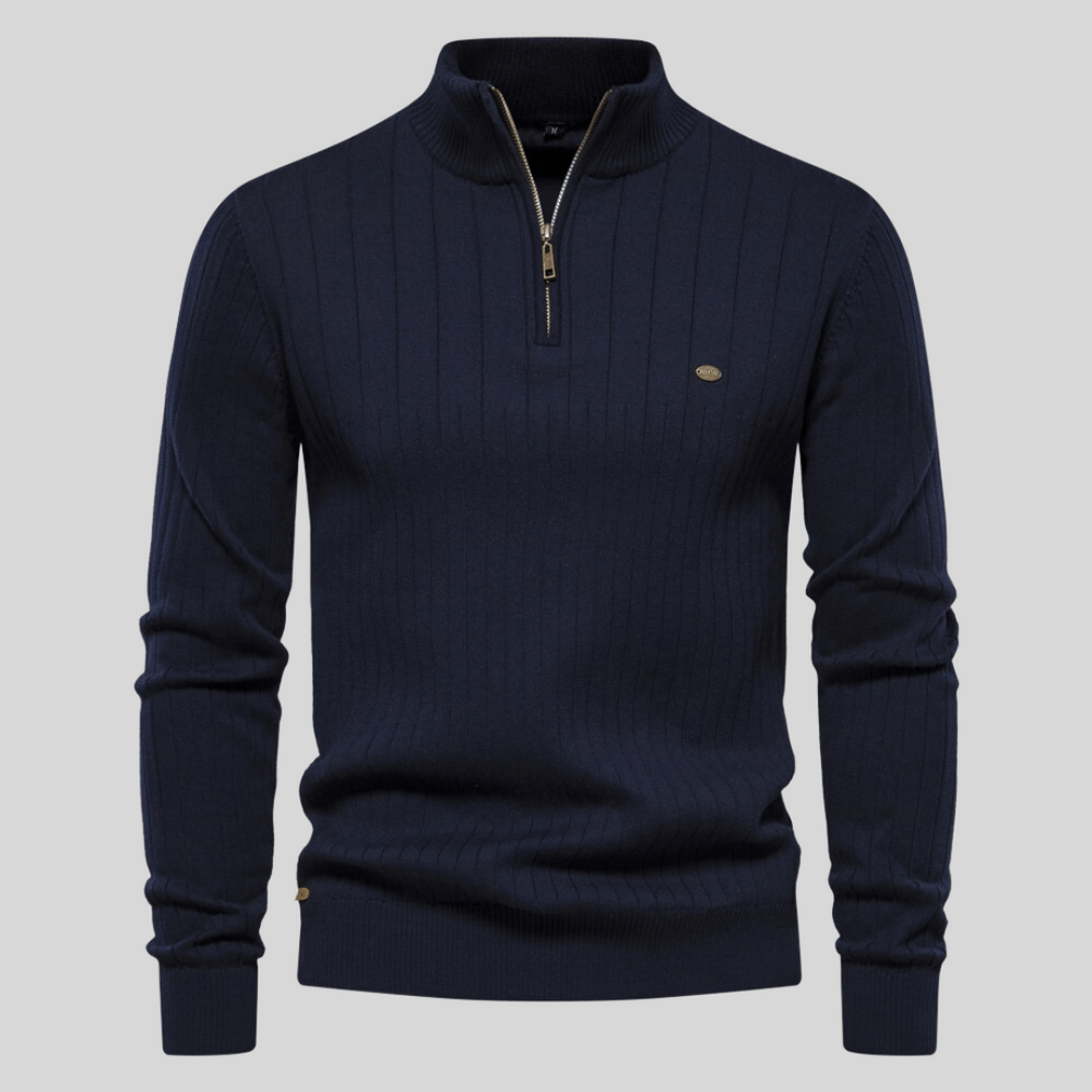 Christoph | Herren Frühlings Half-Zip Rippstrick Pullover