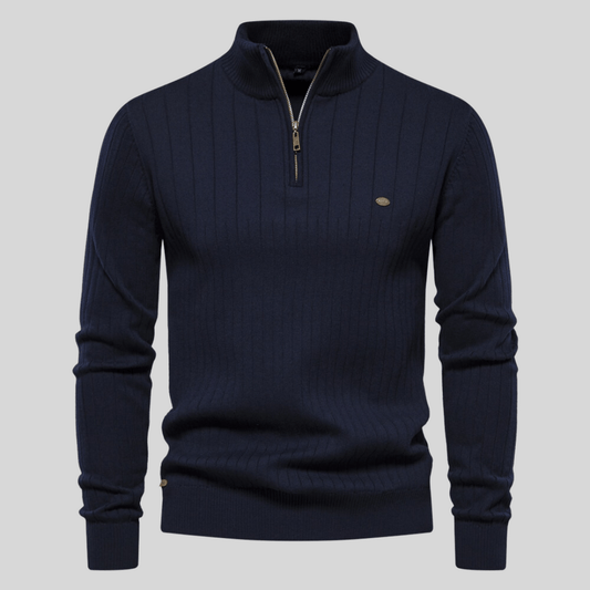 Christoph | Herren Frühlings Half-Zip Rippstrick Pullover