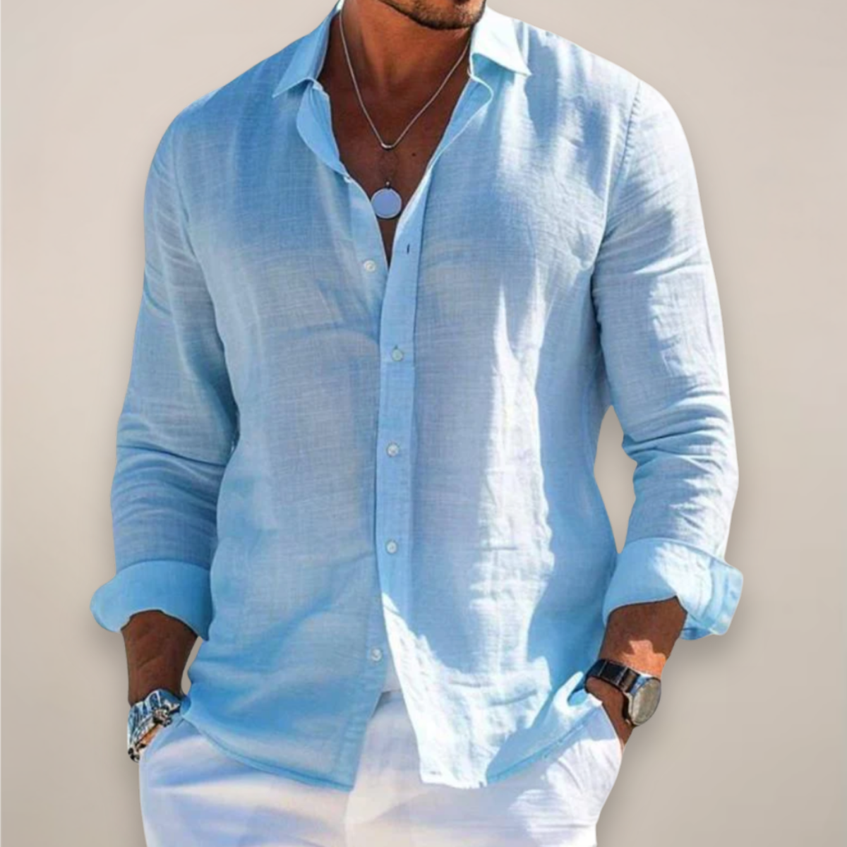 Nicola | Men’s Essential Long Sleeve Casual Button-Up