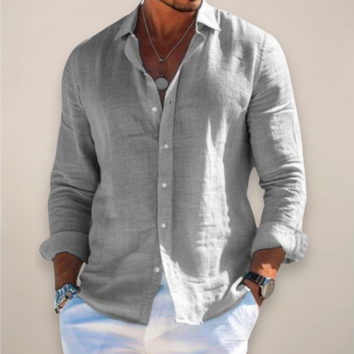 Nicola | Men’s Essential Long Sleeve Casual Button-Up