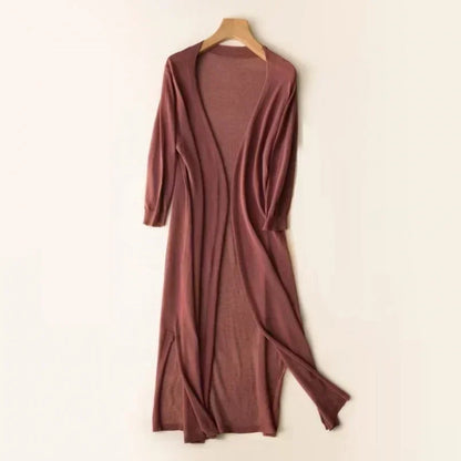 Leonie | Women's Lightweight Long Knit Cardigan in Drapé-Style