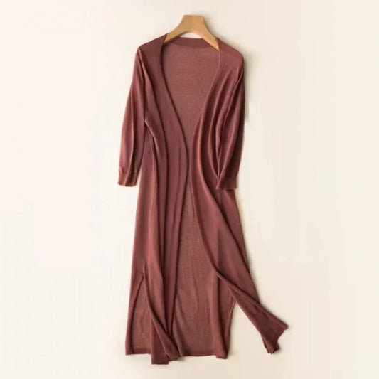Leonie | Women's Lightweight Long Knit Cardigan in Drapé-Style