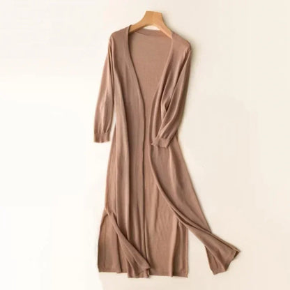 Leonie | Women's Lightweight Long Knit Cardigan in Drapé-Style