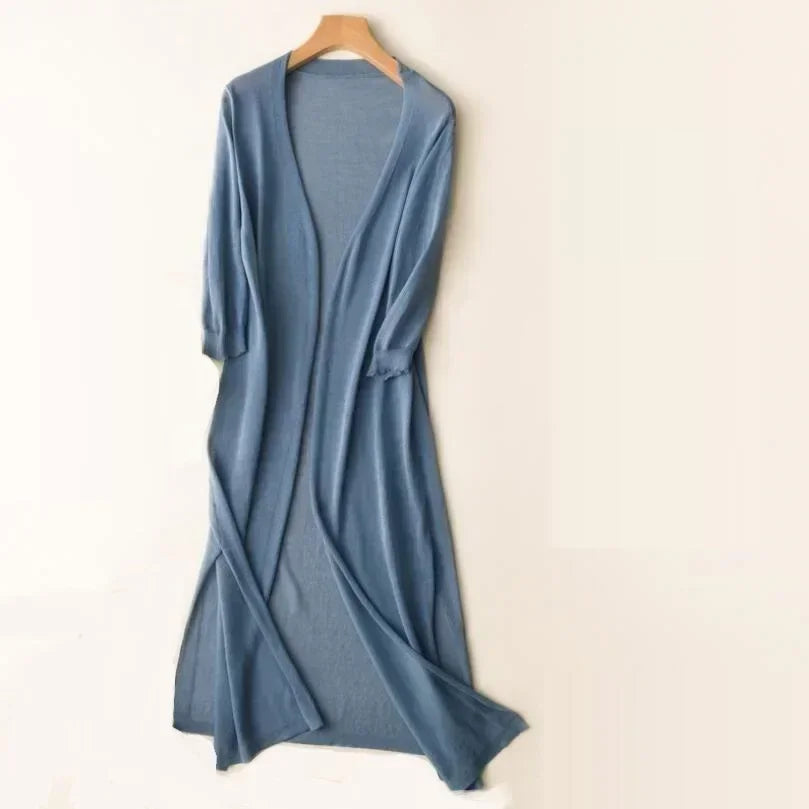 Leonie | Women's Lightweight Long Knit Cardigan in Drapé-Style
