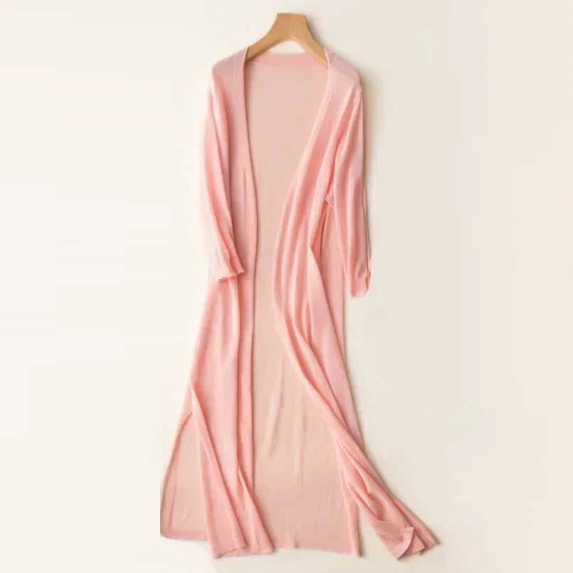 Leonie | Women's Lightweight Long Knit Cardigan in Drapé-Style