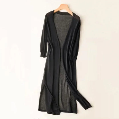 Leonie | Women's Lightweight Long Knit Cardigan in Drapé-Style