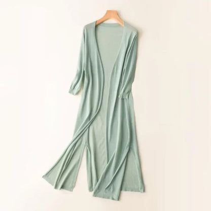 Leonie | Women's Lightweight Long Knit Cardigan in Drapé-Style