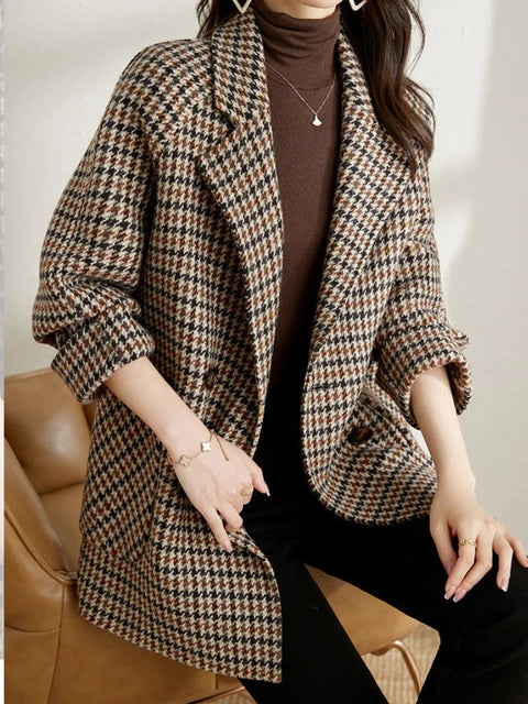 Pauline | Women's Plaid Blazer-Blazer Jacket for Spring