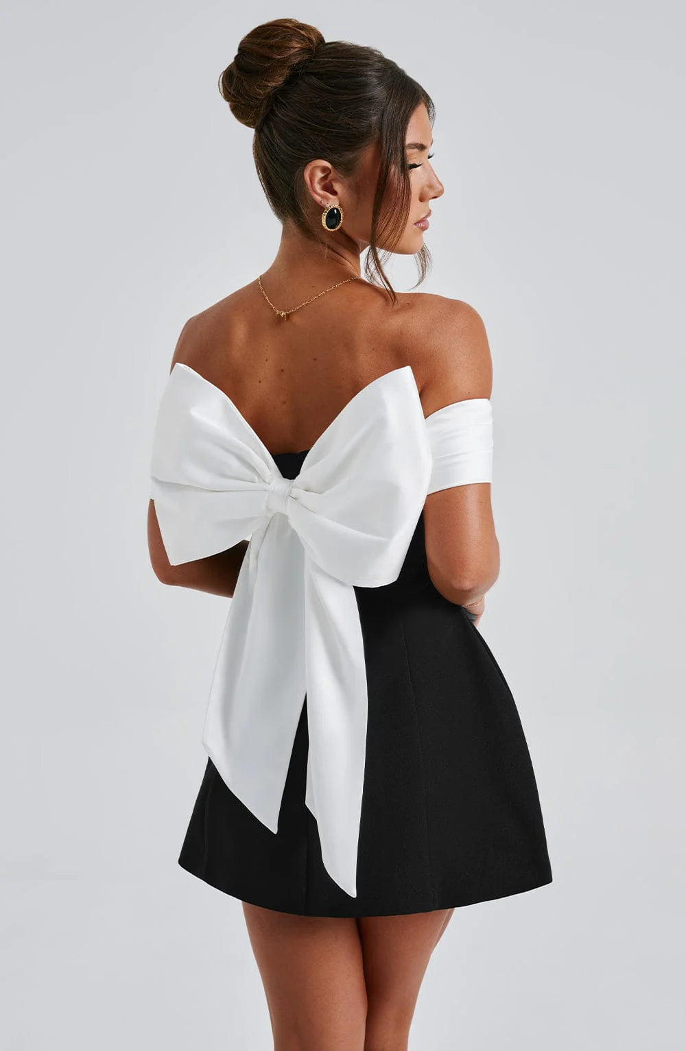 Halina | Bardot Neckline Bubble Skirt Dress