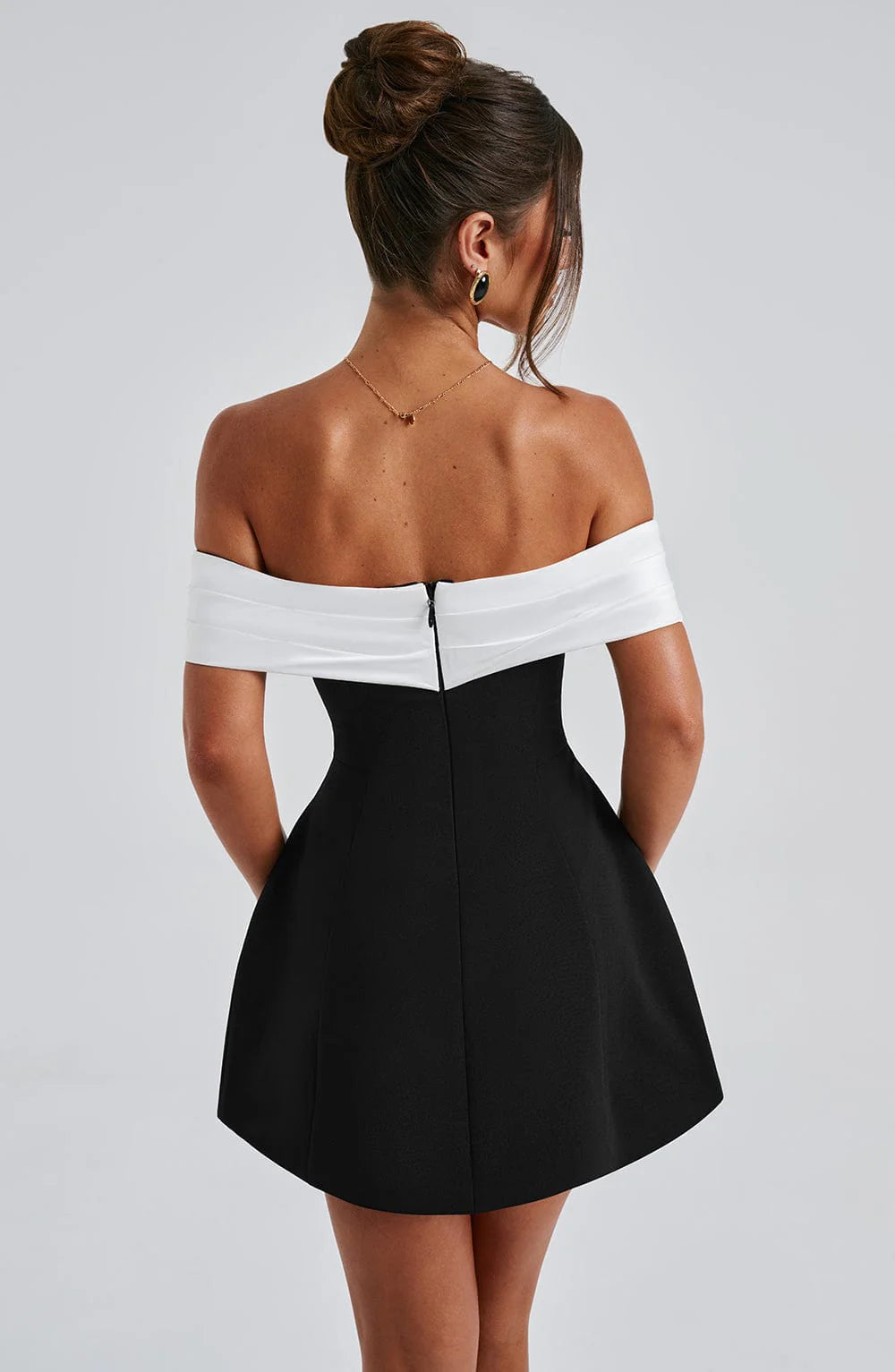Halina | Bardot Neckline Bubble Skirt Dress