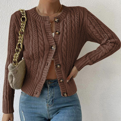 Elfriede | Women's Cable Knit Knit Cardigan with Button Closure