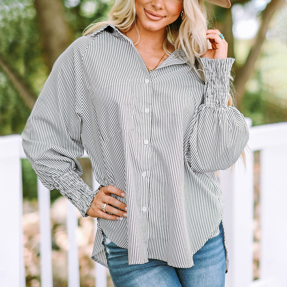 Skye | Sky-Blue Pinstripe Top