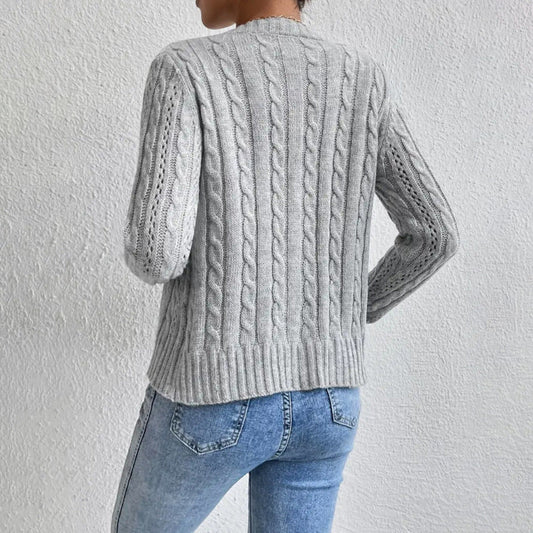Elfriede | Women's Cable Knit Knit Cardigan with Button Closure