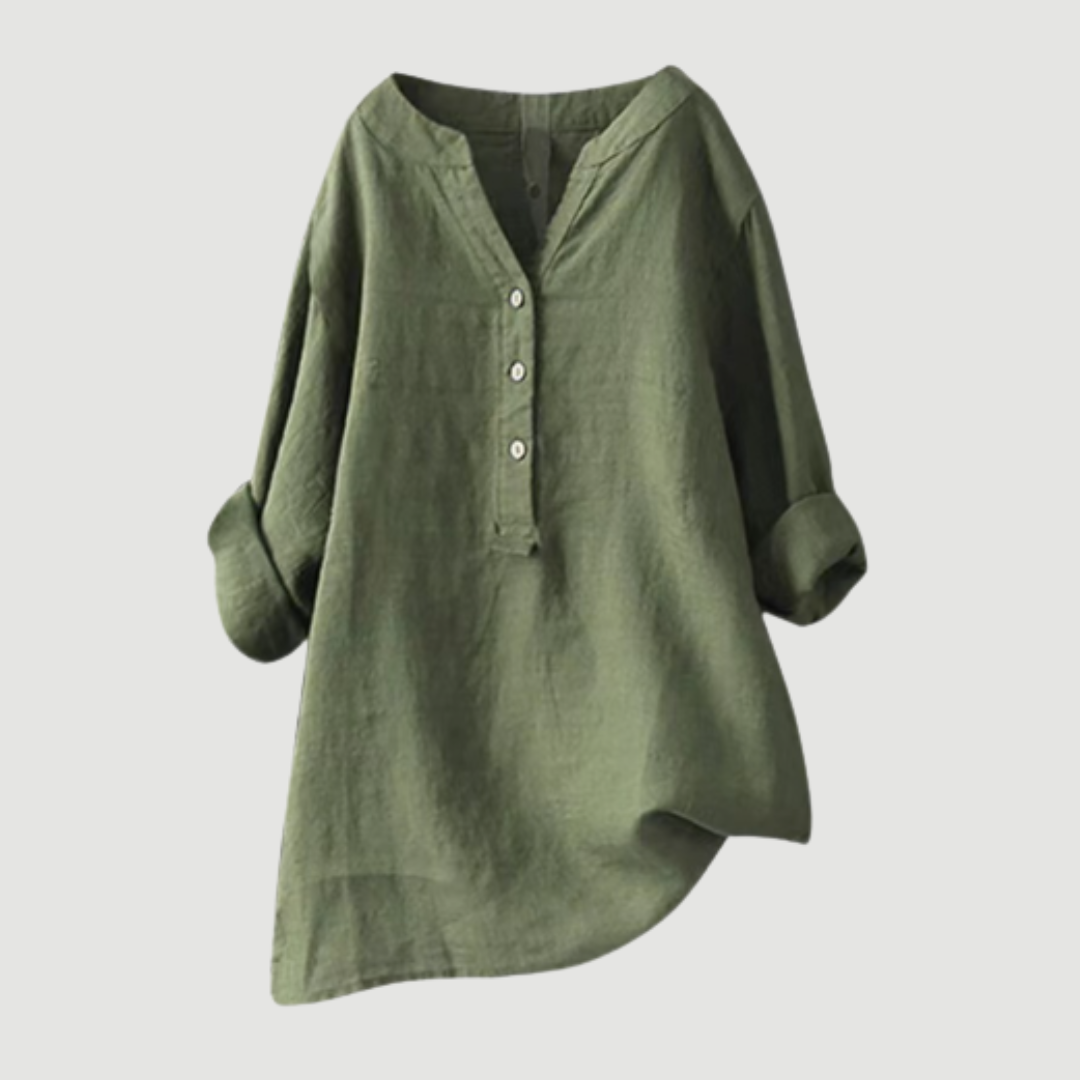 Alma Oversized V-Neck Women's Elegant Blouse