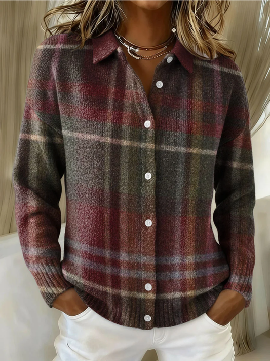 Annuccia | Women's Wool Checked Elegant Blouse