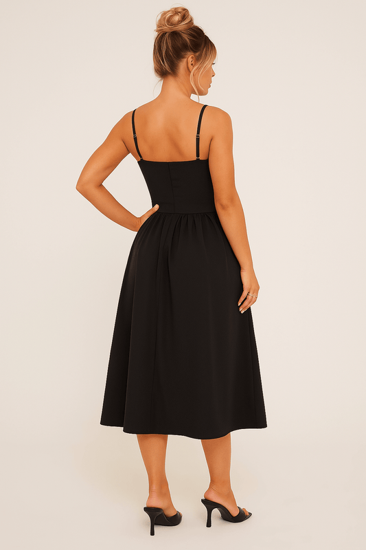Julia | Women's Sleeveless Midi Dress with flared Cut