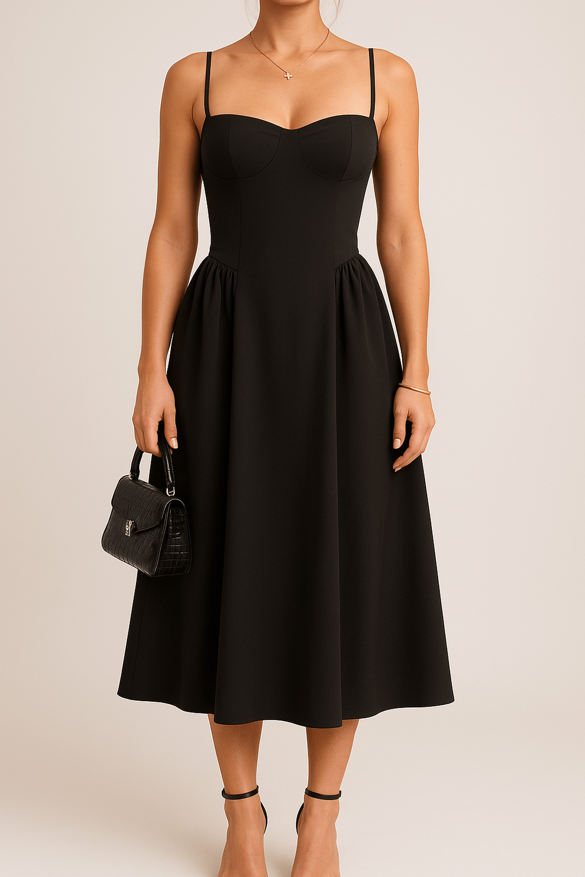 Julia | Women's Sleeveless Midi Dress with flared Cut