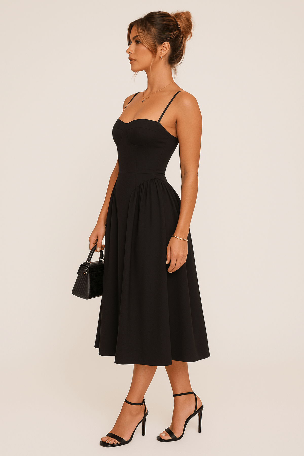 Julia | Women's Sleeveless Midi Dress with flared Cut