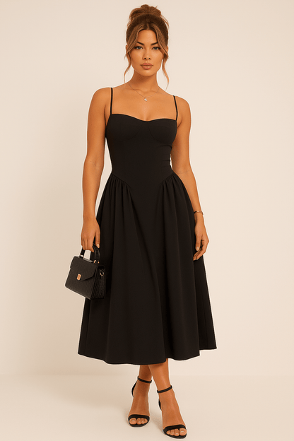 Julia | Women's Sleeveless Midi Dress with flared Cut