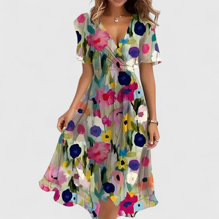 Giuseppa | V-Neck Floral Women's Elegant Dress