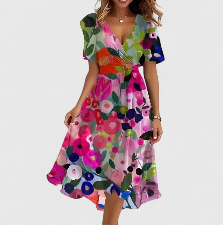 Giuseppa | V-Neck Floral Women's Elegant Dress