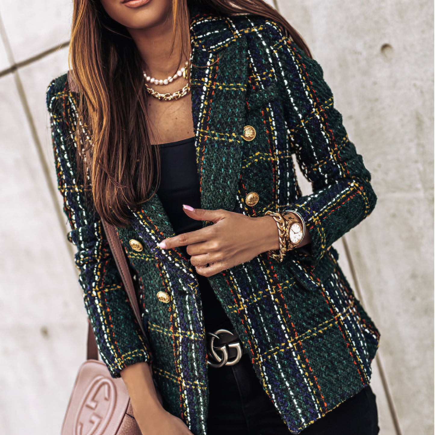 Katarina | Women's Relaxed Checked Tailored Blazer