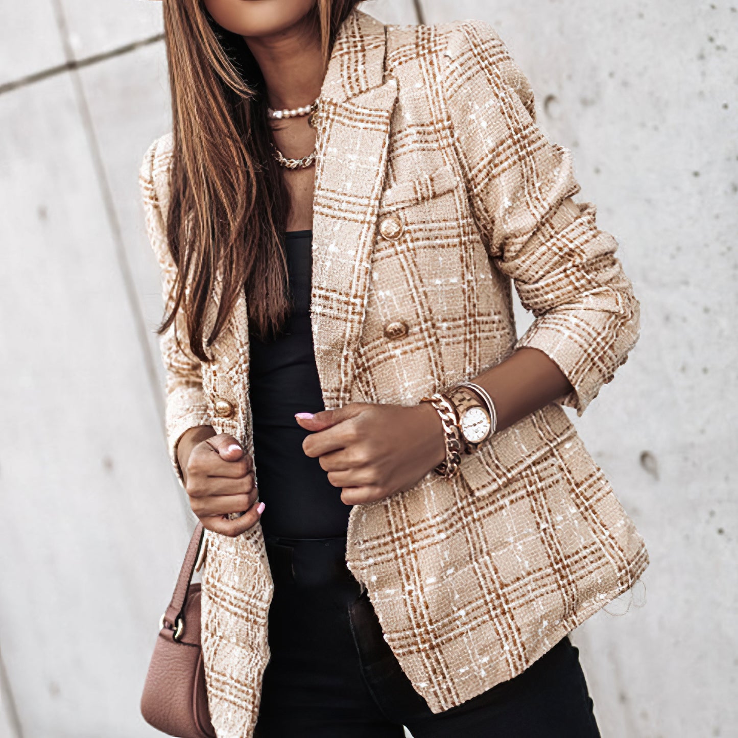 Katarina | Women's Relaxed Checked Tailored Blazer