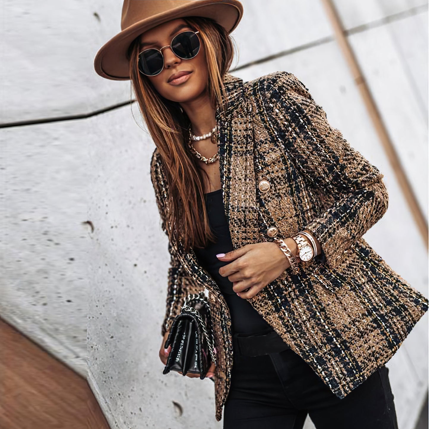 Katarina | Women's Relaxed Checked Tailored Blazer