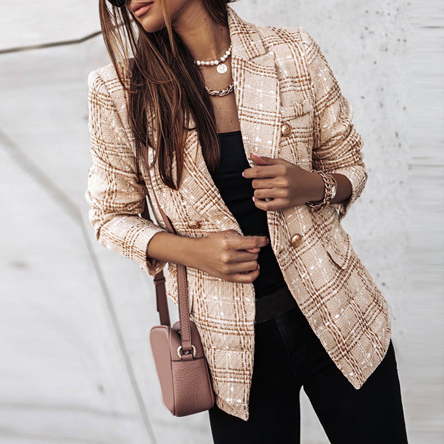 Katarina | Women's Relaxed Checked Tailored Blazer
