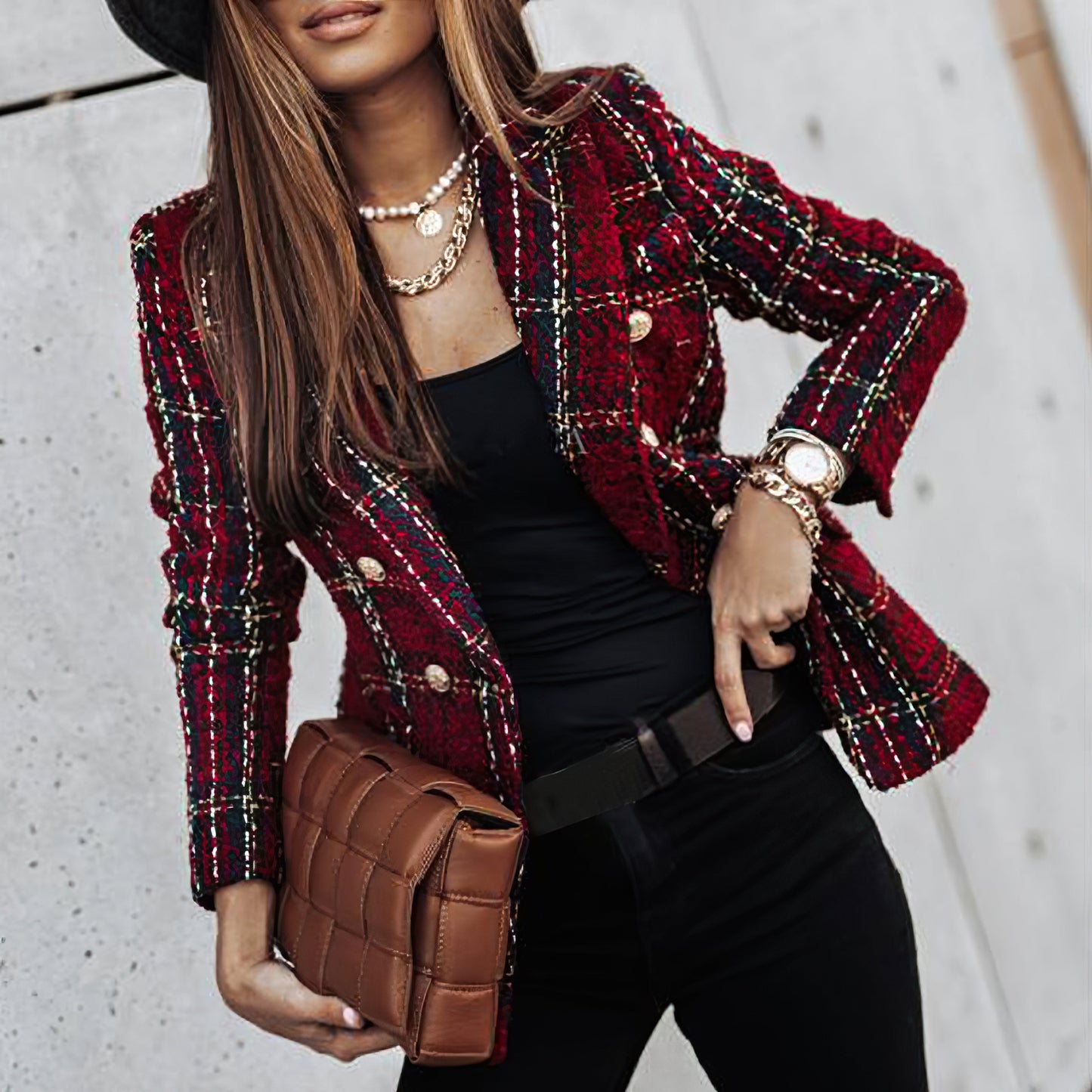 Katarina | Women's Relaxed Checked Tailored Blazer