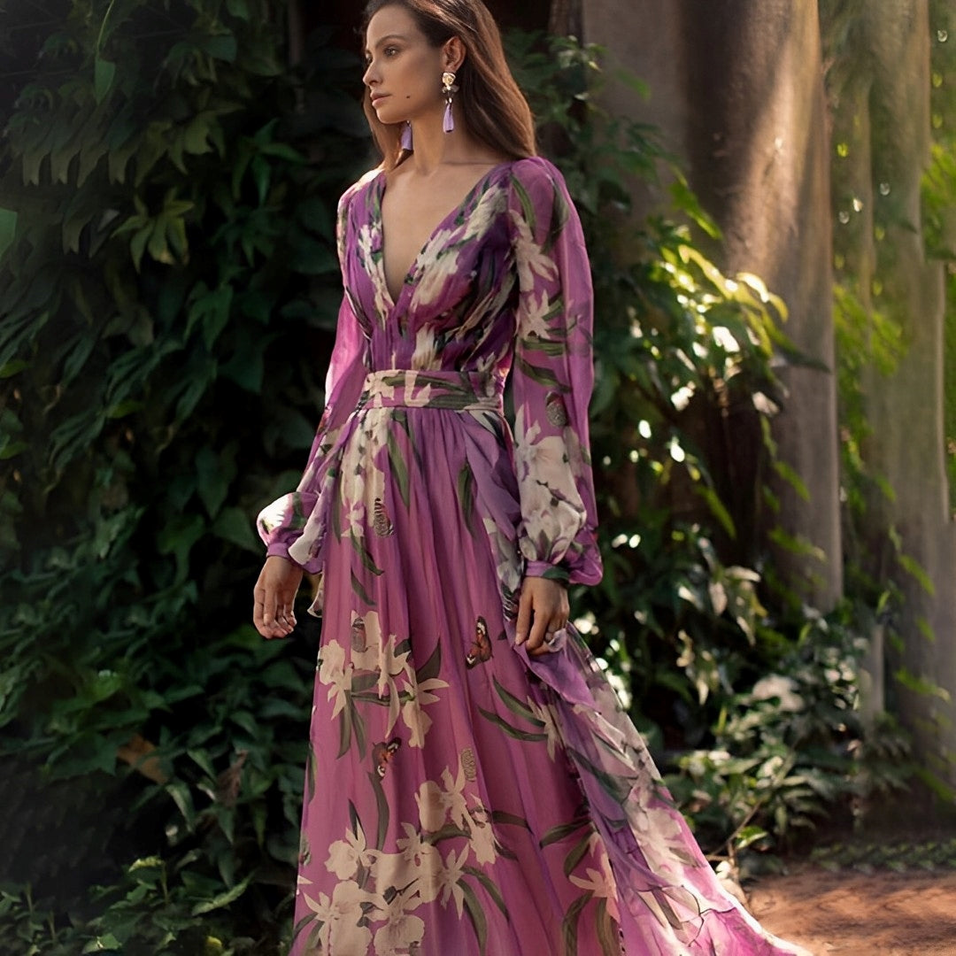 Johanna | Women's Comfortable Floral V-Neck Maxi Dress