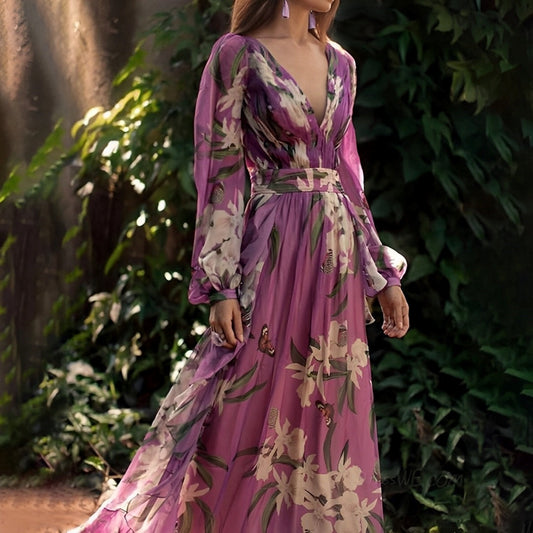 Johanna | Women's Comfortable Floral V-Neck Maxi Dress