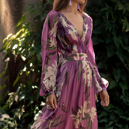 Johanna | Women's Comfortable Floral V-Neck Maxi Dress