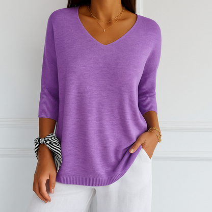 Frankie | Women's Breathable V-Neck Relaxed Summer Sweater