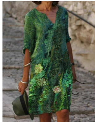 Anja | Women's Long Sleeve Abstract Pattern Shift Dress