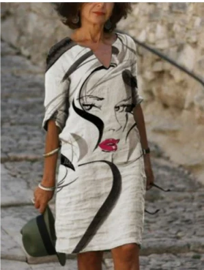 Anja | Women's Long Sleeve Abstract Pattern Shift Dress