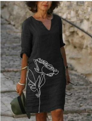 Anja | Women's Long Sleeve Abstract Pattern Shift Dress