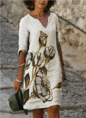 Anja | Women's Long Sleeve Abstract Pattern Shift Dress
